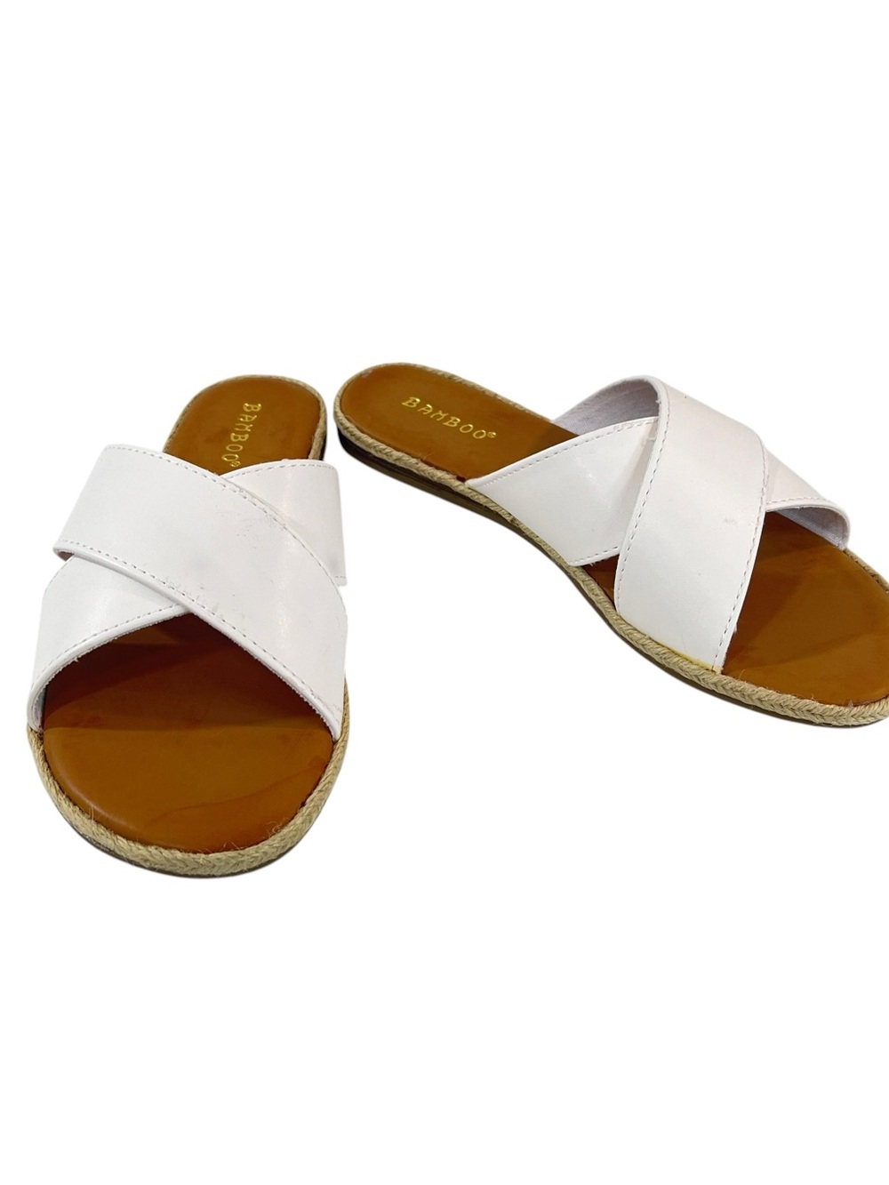 Bamboo Stardust Flat Sandals Womens Size 9 New White